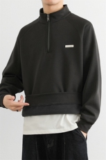 潮男重磅加厚保暖奥粒绒半高领拉链套头卫衣WY82007P75，男装卫衣，星座914