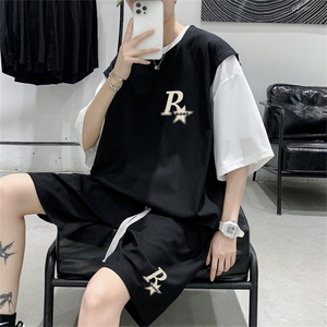 华夫格套装潮流休闲短袖短裤两件套FTZ3037-P55控78图片