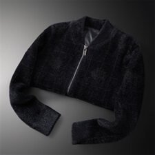 3331冬季暗格花纹休闲加厚保暖水貂绒开衫外套，男装针织衫/毛衣，钱塘2010-1