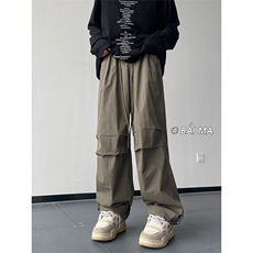 20美式复古垂感休闲宽松机能裤伞兵裤工装裤男女XZ211-1-K2347-65，男装工装外套，星座211-1
