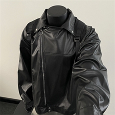 欧美街头宽松机车服皮衣男高级感飞行员PU皮夹克外套JK112-P60，男装皮衣，星座308B-2