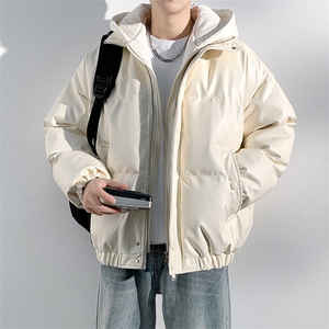 现货 假两件pu皮衣棉服外套男冬季新款加厚美式高街棉衣M106-P120图片