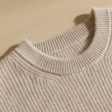 秋冬季新款舒适时尚百搭男士元宝针加厚圆领羊绒衫男装，男装羊绒套衫，麦纱纱羊绒