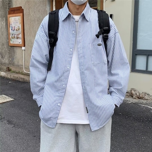 条纹衬衫长袖男春秋季款日系cityboy宽松休闲衬衣外套潮CS224-p30图片