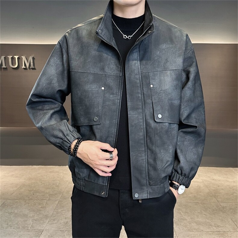店主风 2025秋季新款立领休闲pu皮皮衣夹克外套 25603-P145 控195图片
