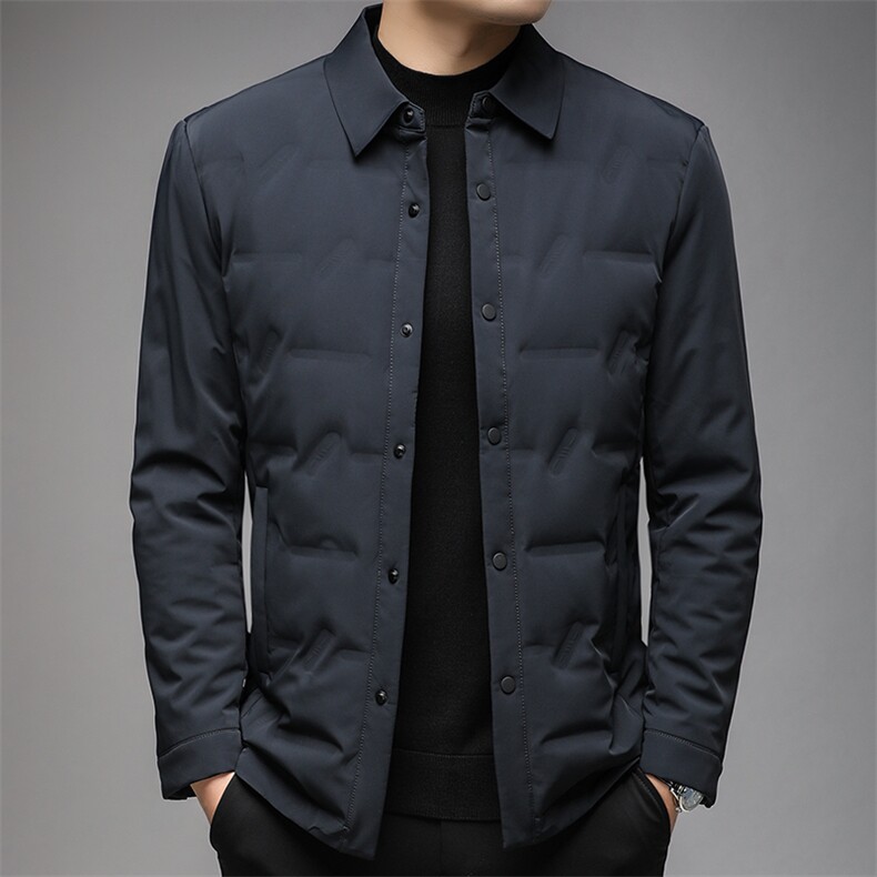 90白鸭绒基础男士羽绒服衬衣领简约大气,男装衬衫,钱塘207-1