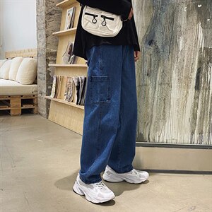 牛仔裤男直筒宽松韩版潮流百搭复古港风潮牌ins裤子K8022-P45图片