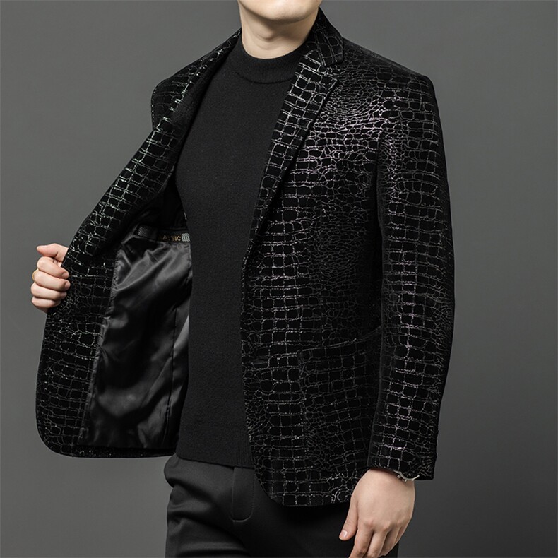 春秋款男士真皮皮衣鳄鱼纹西服商务休闲男装中年爸爸装夹克外套,男装夹克,电商B360A（原721A）