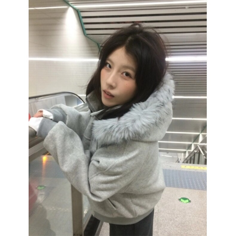 1506-1/W78861/P99大毛领连帽棉服男女冬季美式拼接毛呢外套,男装棉衣,星座1506-1