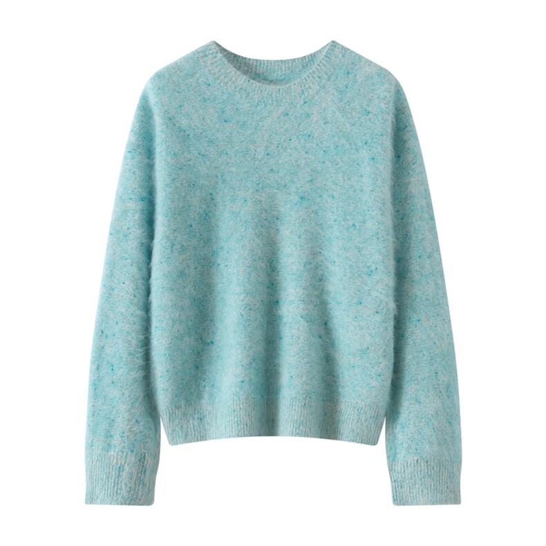 2025年秋季新款百搭女士金豆豆拉绒圆领套头衫，女装羊绒衫，品秋羊绒