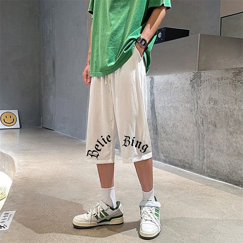 QK72272-P25冰丝七分裤男大码速干短裤男五分裤车景风格,男装休闲裤,电商A040