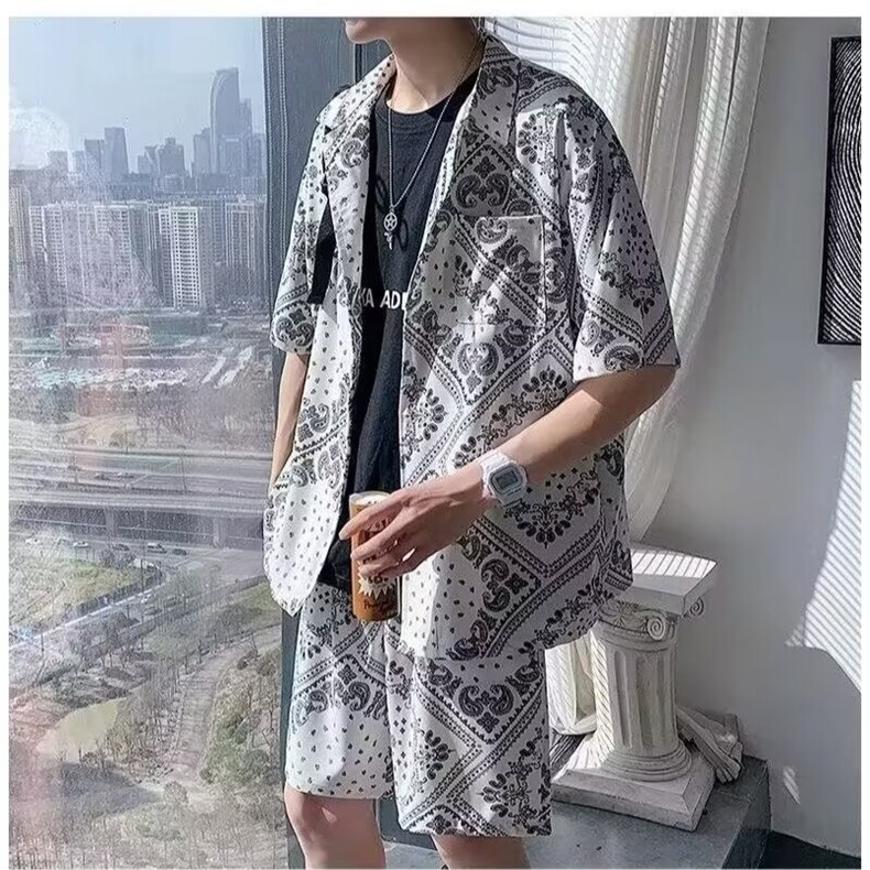 泰云南泼水节度假旅游花衬衫短袖沙滩套装夏季薄款速干男女情侣，男装衬衫，星座1210-1