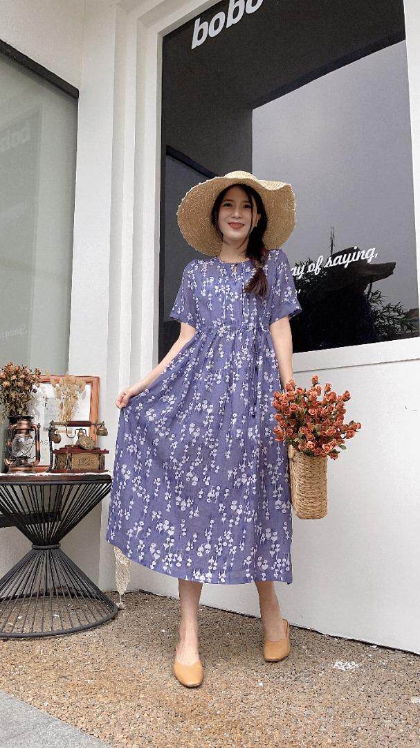 纯苎连衣裙，女装连衣裙，川哲