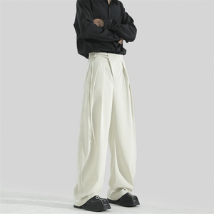 弯刀裤飘带宽松休闲西裤垂感高腰阔腿拖地长裤504-K849-P60控78图片