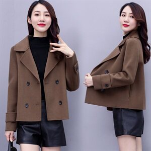 短款秋冬装新款时尚气质年轻版羊毛小个子短款双面呢大衣外套，女装毛呢外套，媚琳依坊