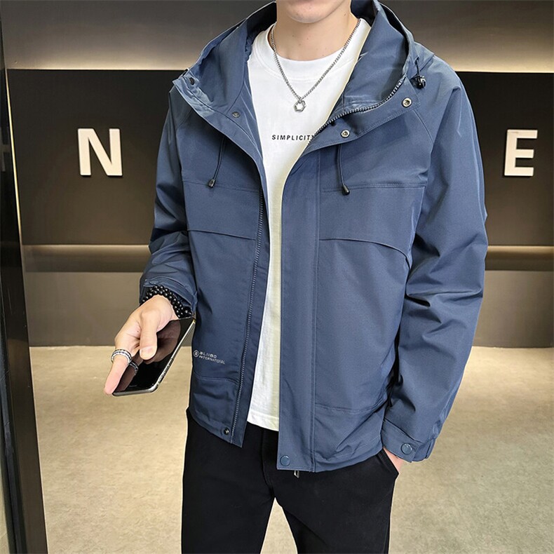 新款户外休闲冲锋衣连帽外套男士潮牌工装美式多口袋夹克2522-P60,男装夹克,星座1403B