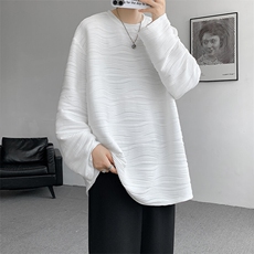 8XL-M肌理感长袖T恤男宽松重磅上衣痞帅高级感内搭打底衫P45控68，男装T恤，电商D206-1