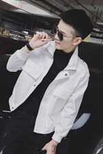 社会风秋修身立领纯色大口袋夹克上衣B297-1839-P95，男装夹克，电商B297
