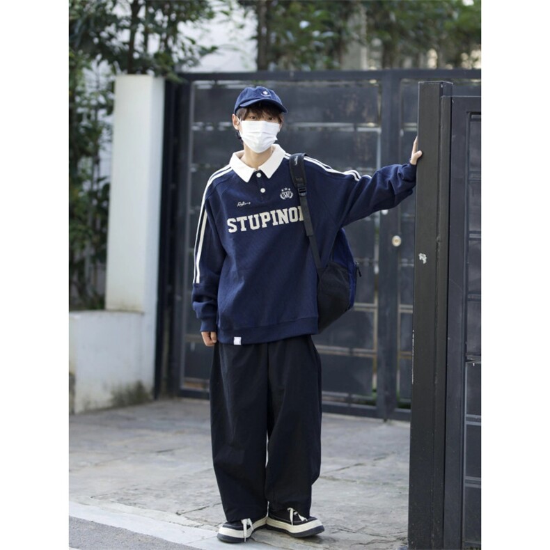 男女潮牌复古polo领卫衣秋冬款内搭长袖美式潮流宽松ZT701P27,男装卫衣,星座1112-1