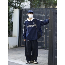 男女潮牌复古polo领卫衣秋冬款内搭长袖美式潮流宽松ZT701P27，男装卫衣，星座1112-1