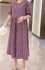 新款韩版时尚玫瑰花连衣裙，女装连衣裙，L·H·X