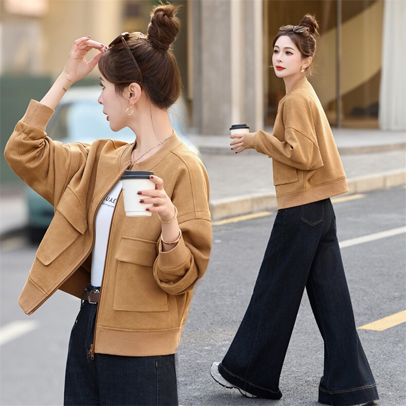 休闲气质小个子棒球服外套女2025春秋新款蝙蝠袖宽松短款夹克上衣,女装短外套,今喜