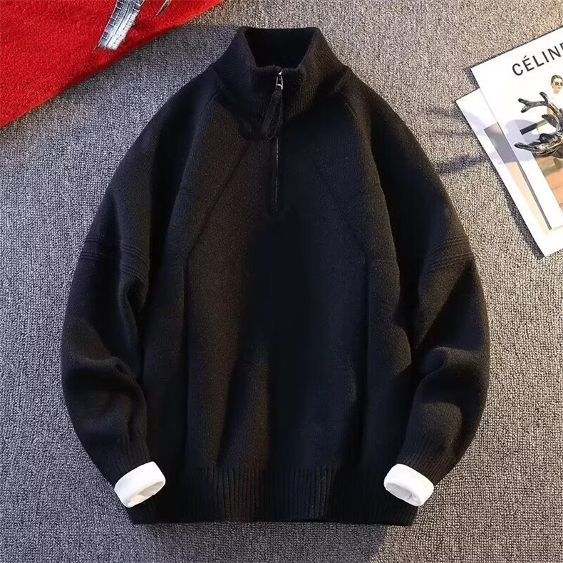 M37-P55潮流百搭时尚ins文艺气质原宿北极绒半高领拉链毛衣，男装针织衫/毛衣，电商B323A