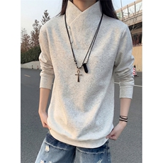 春季立领斜半拉链卫衣宽松长袖打底衫男女C64170-TP30不，男装T恤，电商A102