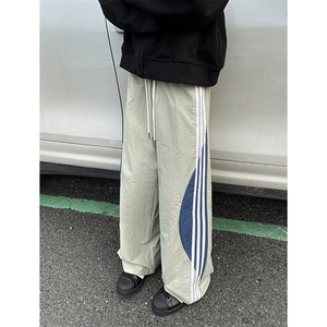 8XL-M加绒加厚条纹工装裤束脚休闲阔腿美式运动裤男K9116P58控78