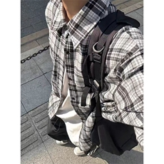 高品质秋款男长袖衬衫格子小贴标纯棉休闲外套CS86P40，男装衬衫，星座1013-1