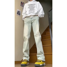 新因素虫洞牛仔裤刺绣补丁裤脚设计宽松直筒裤子男AM52002P45，男装牛仔裤，星座1013-5