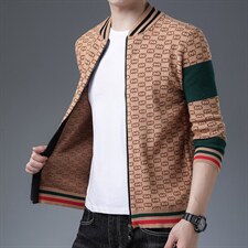 春秋季新款上新男士棒球领花纹外套休闲商务男装中年爸爸装夹克，男装夹克，电商B212（原钱塘6029）