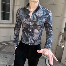 312A-935-P55新款社会精神小伙长袖衬衫男时尚帅气夜店衬衣-首2，男装衬衫，星座312A-5