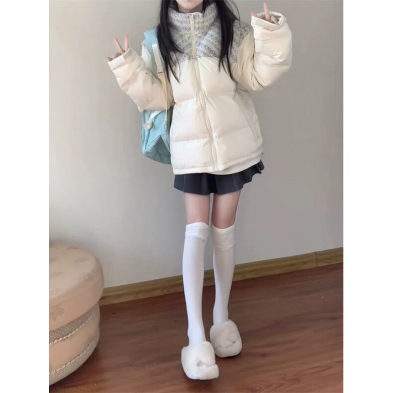 潮高级感针织拼接立领羽绒棉服加厚小众情侣面包服Y321-P88网图,男装棉衣,电商B245