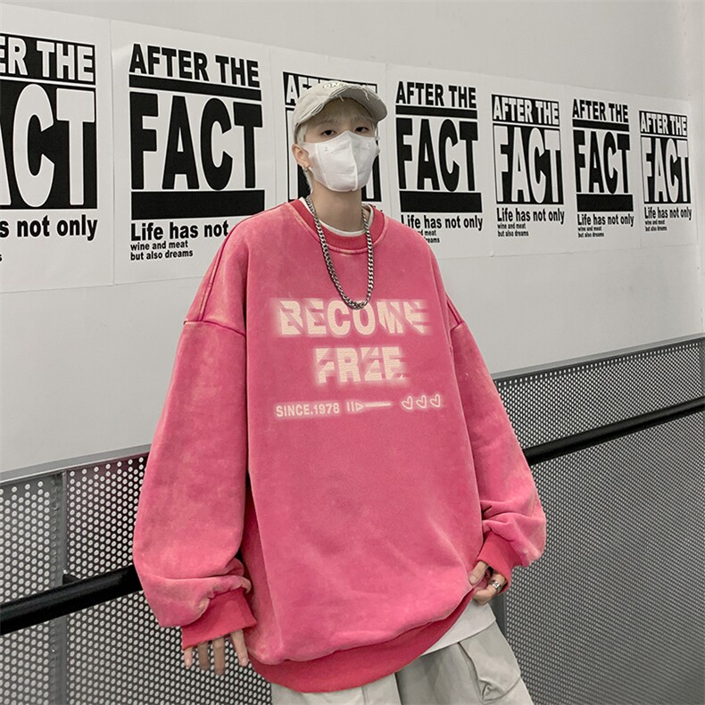 美式潮牌重磅水洗做旧圆领卫衣力推大码男BK5548-P58加绒P66,男装卫衣,星座517A