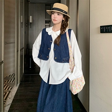 26春大货牛仔三件套（马甲+衬衫+半身裙)2D001-6523-P155-K218，女装套装/套裙，2D001