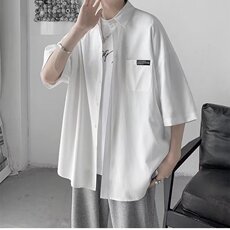 潮流新款ins男衬衫夏日系文艺流行潮五分袖百搭标准218-8CSC11P30，男装衬衫，星座218-8