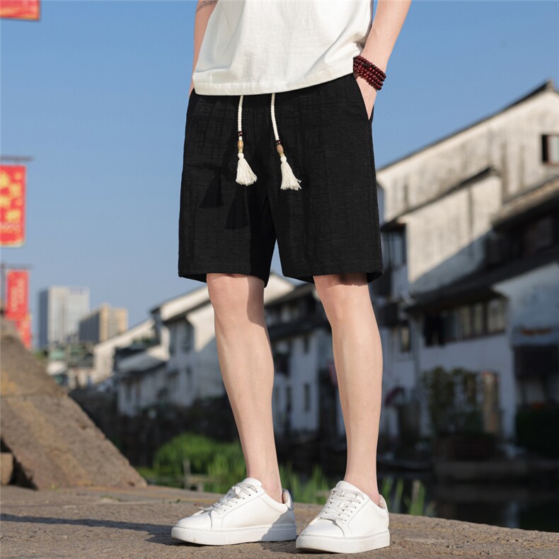 夏季棉麻男士风休闲裤短裤男装五分男装复古A266-1-KZ883-P40图片