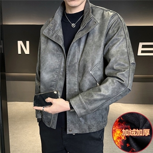 加绒加厚男士皮衣秋冬季皮夹克休闲外套品质款C317-J7722-P185图片