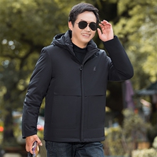 新款男士休闲冬装外套中老年羽绒服男中长款加厚连帽爸爸装，男装羽绒服，钱塘6003（原4033）