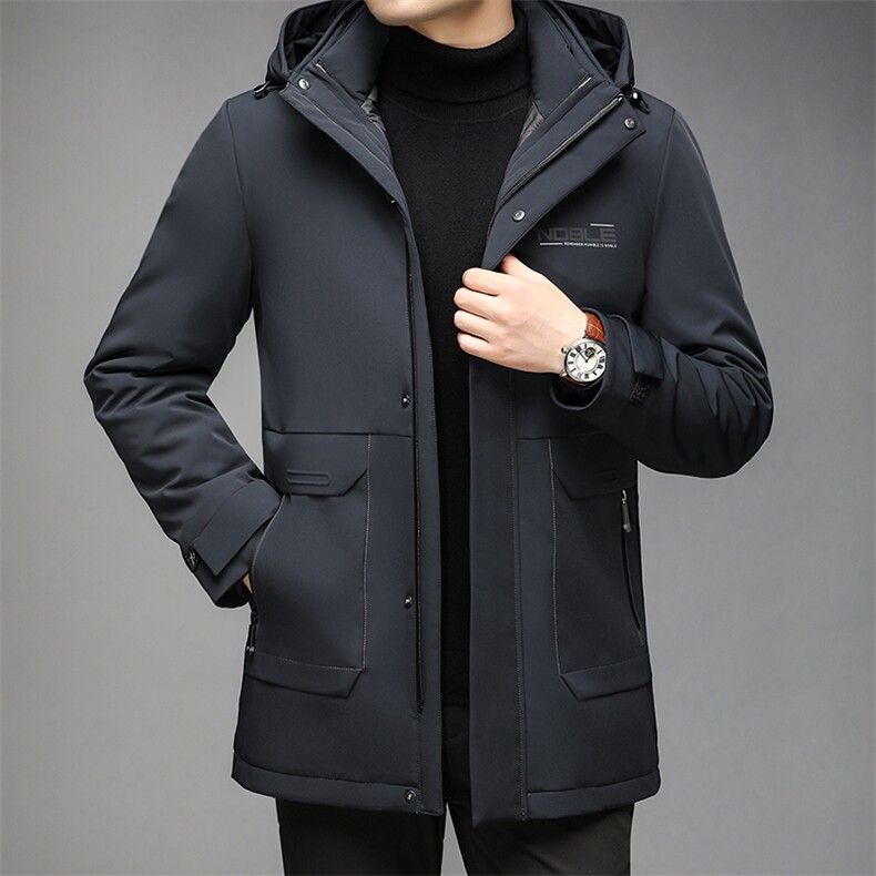 灰鸭绒羽绒服男款2023冬季中年装加厚保暖外套上衣HPN2150-P330图片