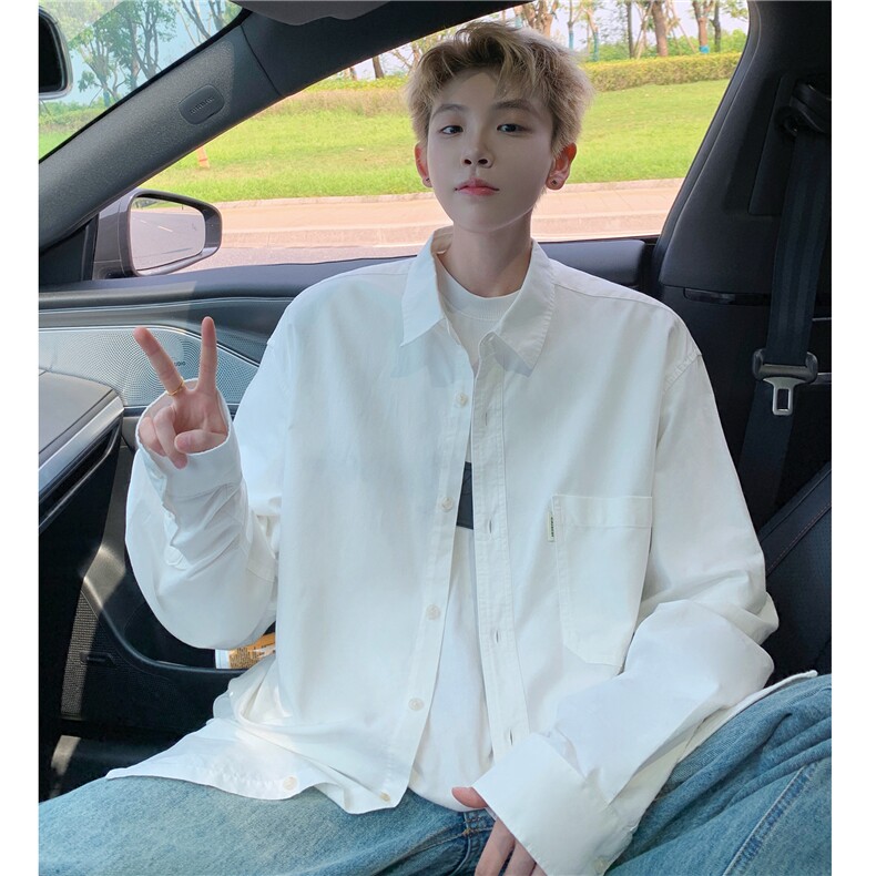 纯棉高品质纯色简约全棉情侣装白色长袖衬衣外套棉，男装衬衫，电商A426-1(原A430-1)