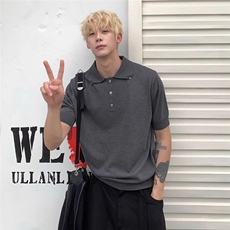 潮男老钱风冰丝凉感Polo领针织T恤纽扣百搭高级感透气短袖TT846，男装T恤，星座1116A（原606A-3）
