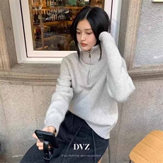 秋冬新款纯色针织套头上衣，女装羊绒衫，鹿一羊绒