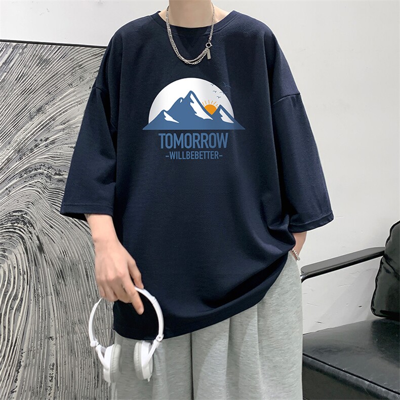 Q11235-P30春夏季七分袖t恤男大码五分袖男短袖中袖大皂风,男装T恤,电商A040