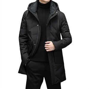 中年白鸭绒羽绒服男中长款中年爸爸加厚冬装外套上衣YL616-P325图片