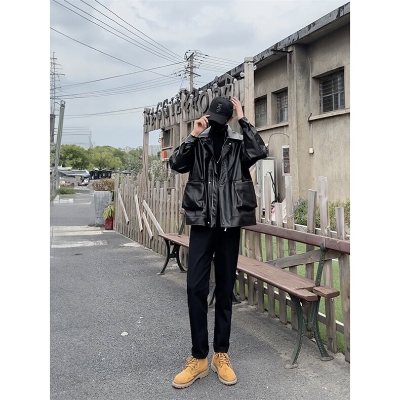 搭配马丁靴皮衣的休闲裤仿牛仔裤男秋冬机车风痞帅1412-2/612/P48,男装牛仔裤,星座1412-2