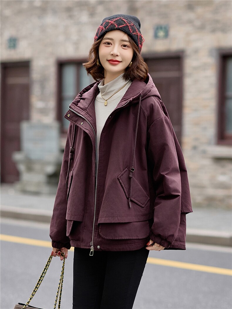 2025冬季女装新款大量现货时尚休闲连帽加棉派克服棉服,女装派克服,魅衣本色