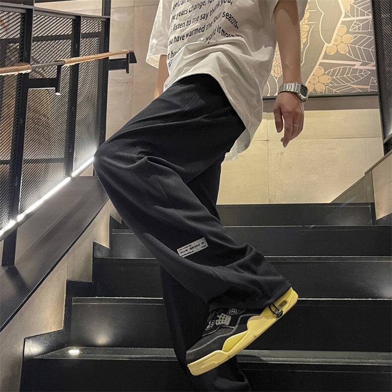 裤子男款面料舒适大码直筒运动华夫格纯色长裤K930特批32,男装休闲裤,星座718-1