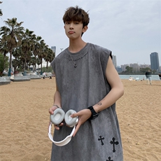 BX06-P30美式鹿皮绒潮流复古背心，男装T恤，星座1501-1